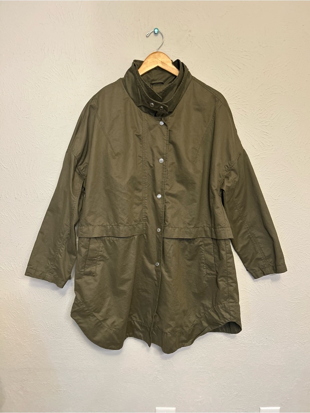ZARA Dark Olive Green Parka Rain Jacket Large